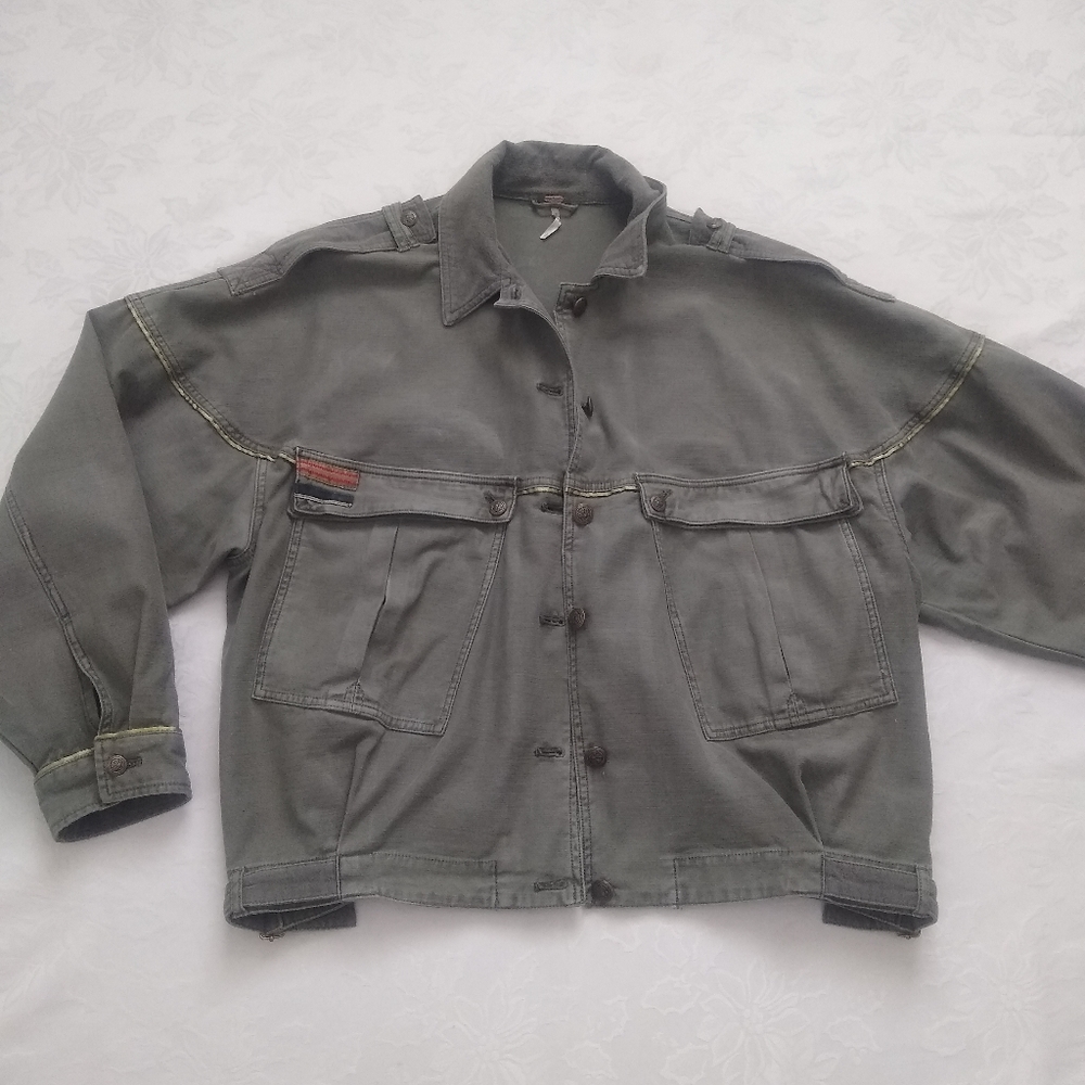Free People bomber utility field army green moto Jacket - Picture 2 of 8